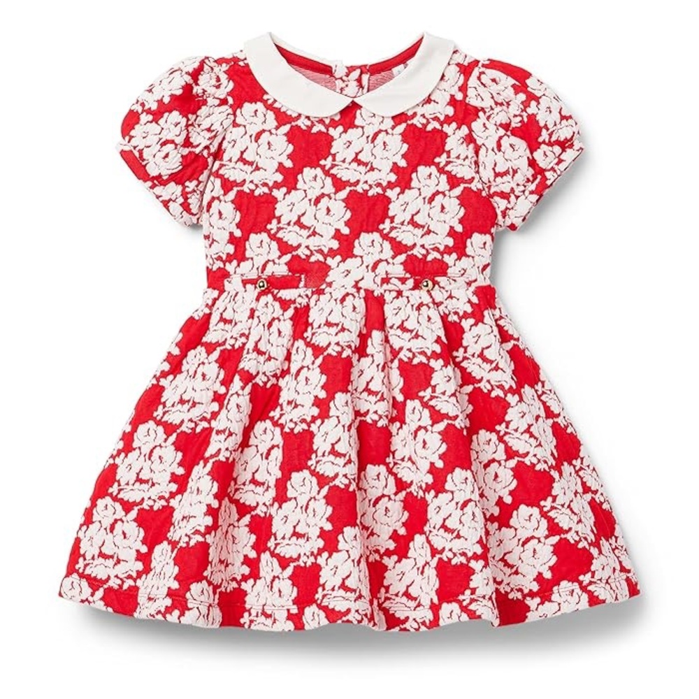 Janie and Jack Jacquard Collared Dress Red White Size 3
